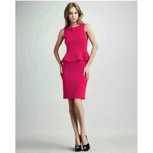 ALICE AND OLIVIA POPPY PEPLUM MIDI DRESS PINK. Boss, Business,‎ Cocktail, Classy